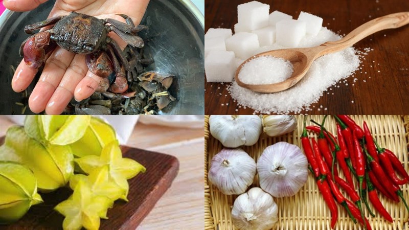 Nguyên liệu món ăn ba khía trộn khế chua