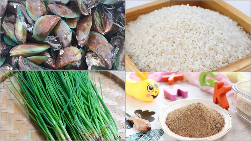 Nguyên liệu món ăn cháo vẹm đậu xanh