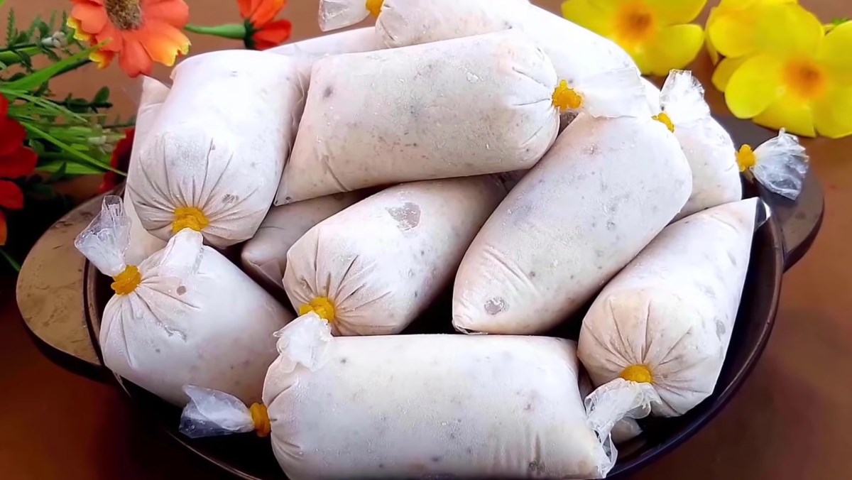 Kem chuối bịch với sữa đặc