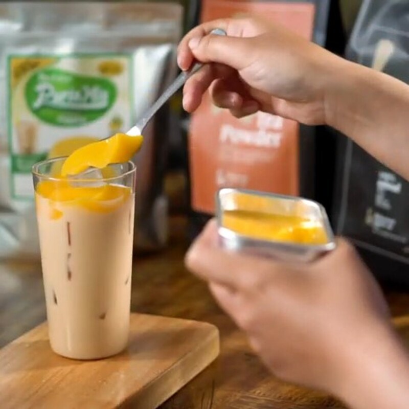 Bước 4 Làm trà sữa pudding dưa lưới Trà sữa dưa lưới pudding