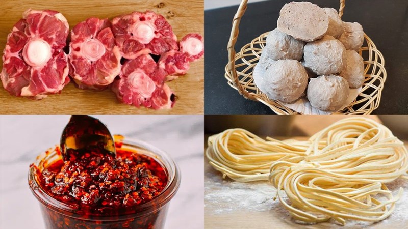 Nguyên liệu món ăn lẩu bò viên sa tế và chua cay