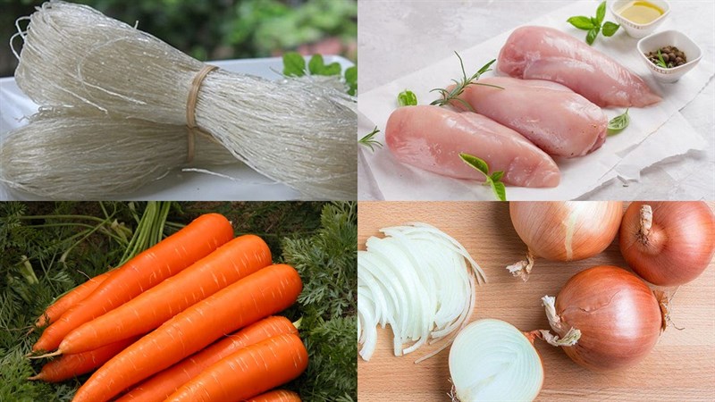 Nguyên liệu món ăn 2 cách làm món miến trộn gà