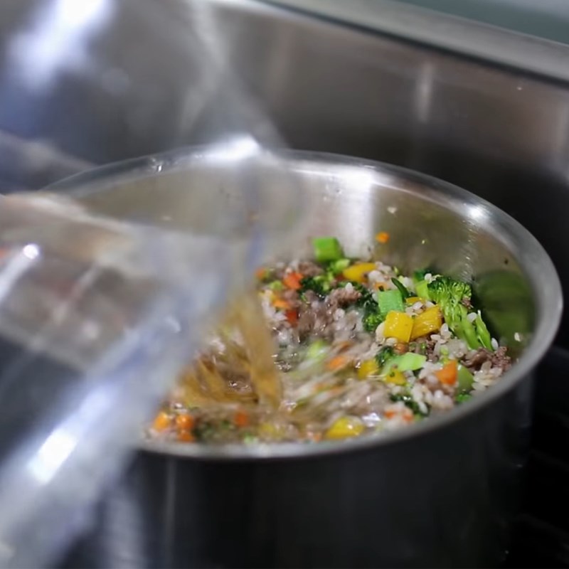 Bước 5 Nấu cháo Cháo thịt bò ngũ sắc