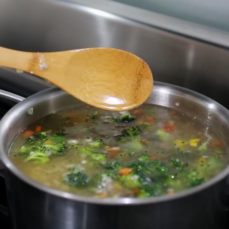 Bước 5 Nấu cháo Cháo thịt bò ngũ sắc