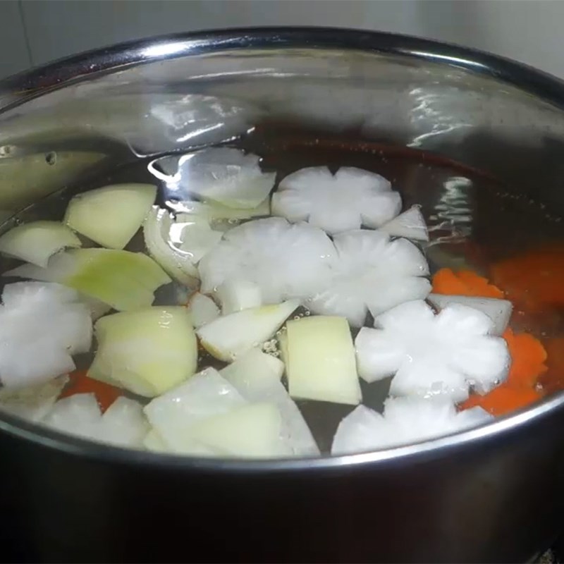 Bước 3 Nấu nước dùng Bún cá cam