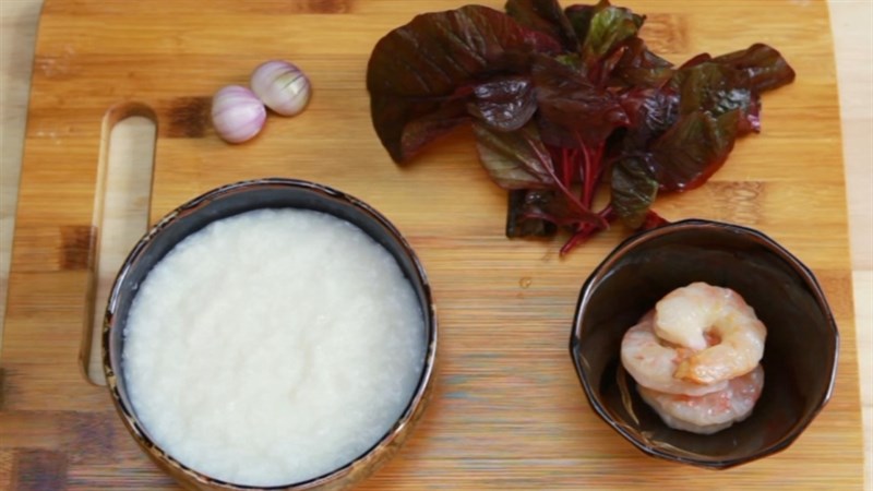 Nguyên liệu món ăn cháo tôm rau dền