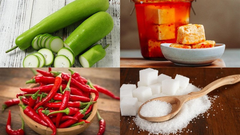 Nguyên liệu món ăn bầu luộc chấm chao, bầu luộc chấm trứng