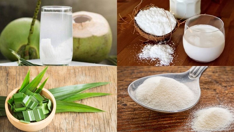 Nguyên liệu món ăn rau câu lá dứa nước cốt dừa