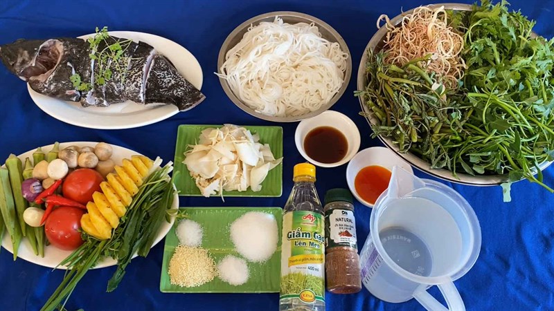 Nguyên liệu món ăn 2 cách nấu lẩu cá mú măng chua và chua cay