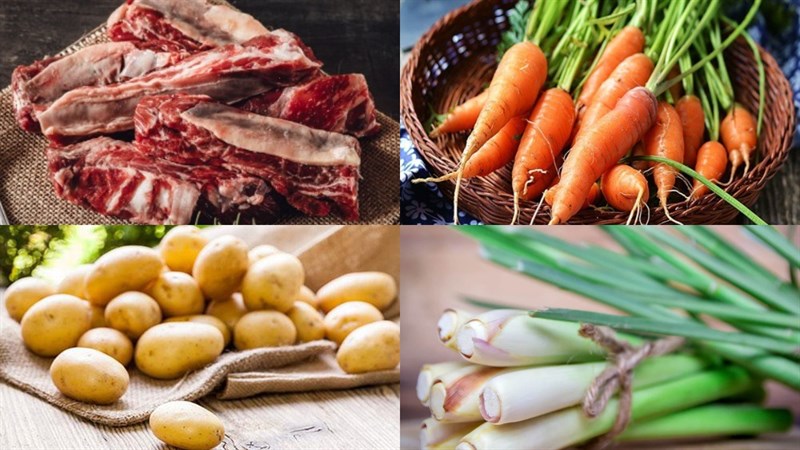 Nguyên liệu món ăn bò kho bằng nồi áp suất