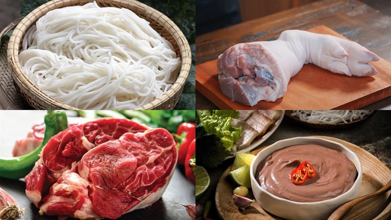 Nguyên liệu món ăn nấu bún bò bằng nồi áp suất