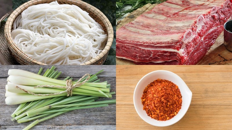 Nguyên liệu món ăn bún sườn bò
