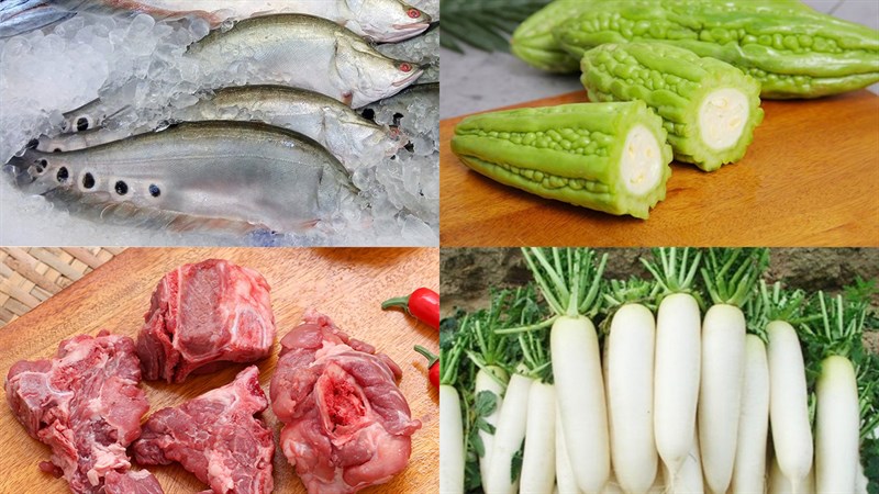 Nguyên liệu món ăn lẩu cá thác lác khổ qua - mướp đắng