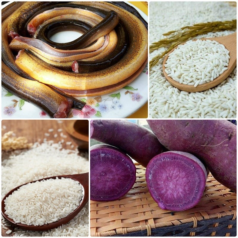 Nguyên liệu món ăn cháo lươn khoai lang tím