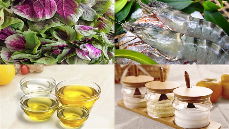 Nguyên liệu món ăn canh rau dền tôm tươi