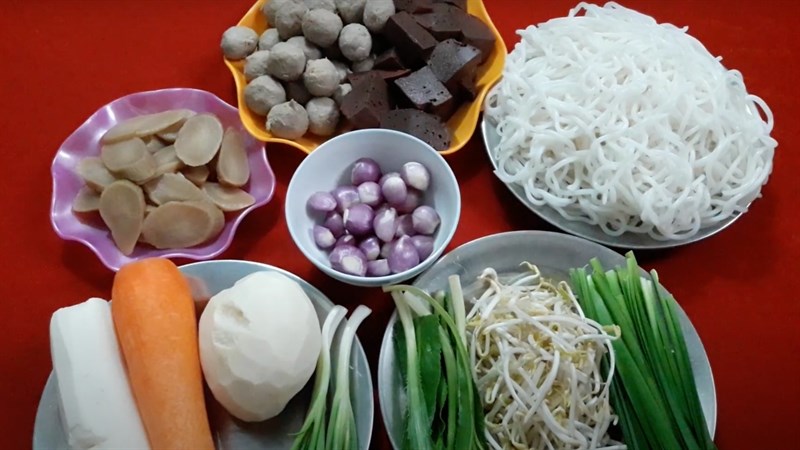 Nguyên liệu món ăn bánh canh bò viên