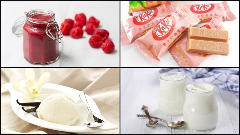 Nguyên liệu món ăn kitkat phúc bồn tử đá xay, cam đá xay phúc bồn tử, chanh đá xay phúc bồn tử