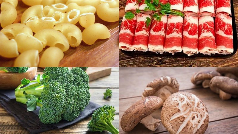 Nguyên liệu món ăn nui nấu bò