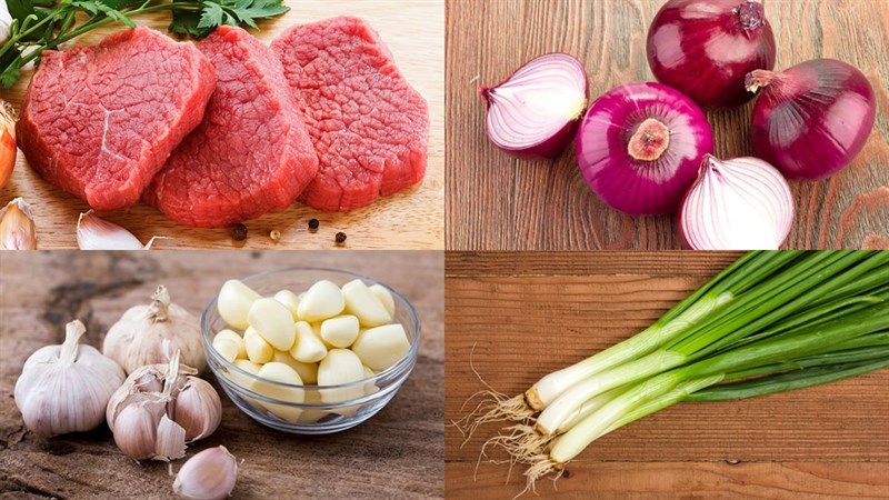Nguyên liệu món ăn thịt bò xào tỏi