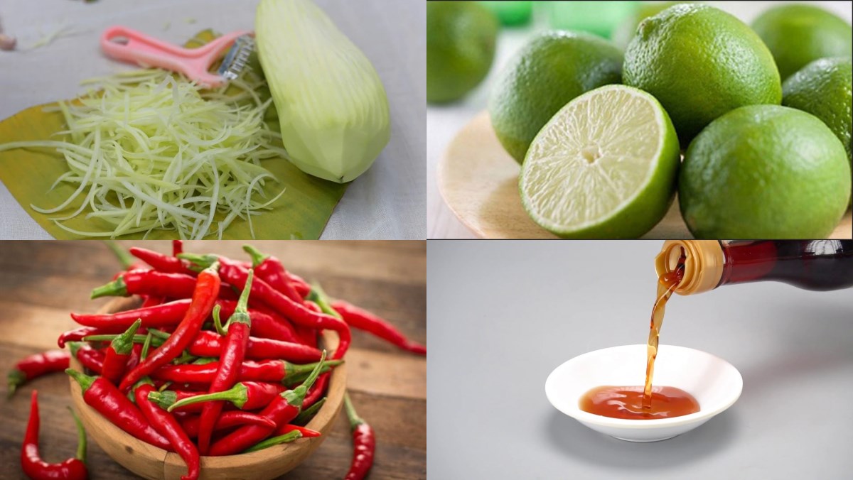 Nguyên liệu món ăn nộm đu đủ