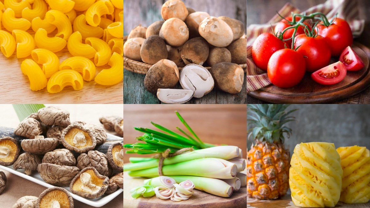 Nguyên liệu món ăn nui nấu nấm rau củ chay