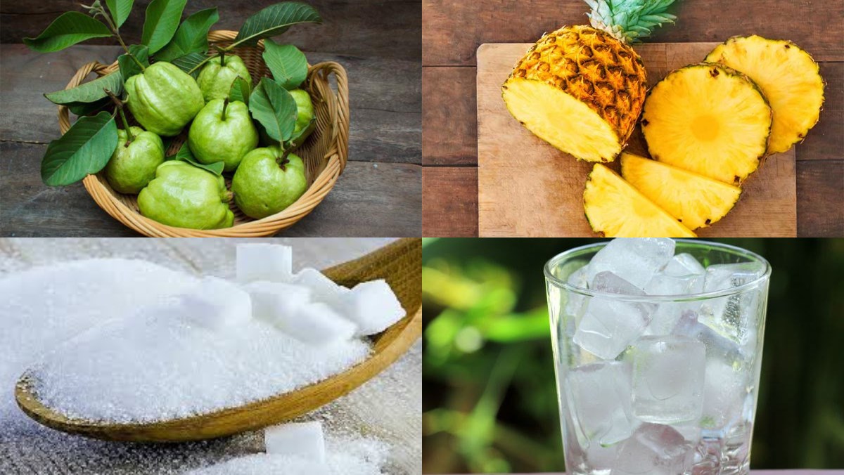 Nguyên liệu món ăn nước ép ổi dứa