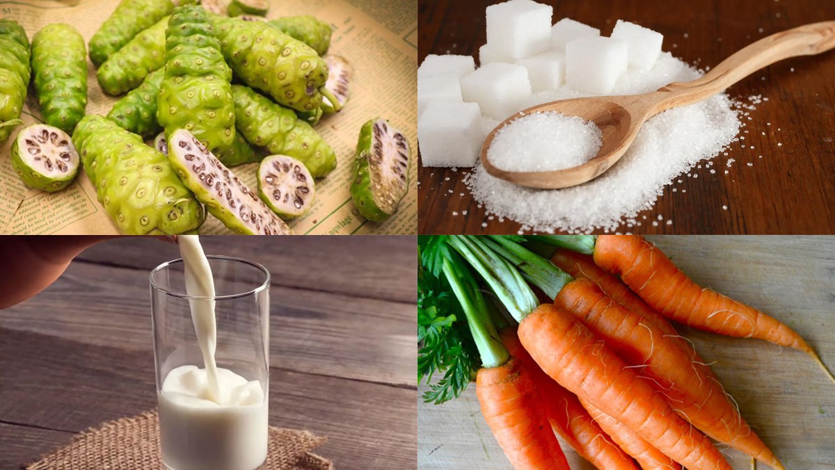 Nguyên liệu món ăn nước ép trái nhàu, nước ép trái nhàu cà rốt