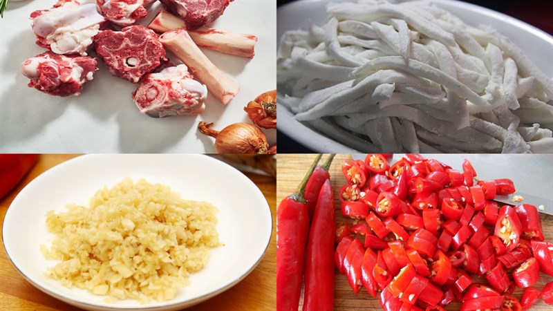 Nguyên liệu món ăn bánh canh xương heo