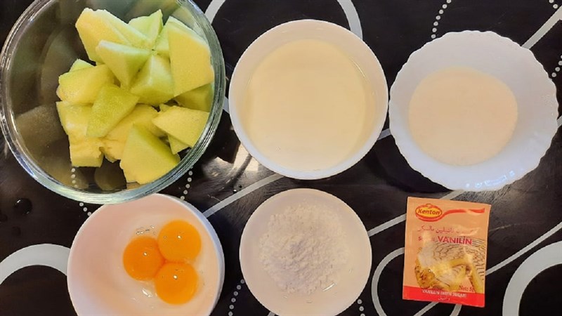 Nguyên liệu món ăn kem dưa lưới với trứng gà