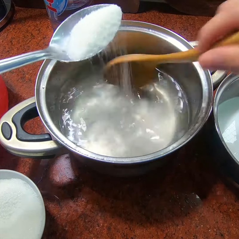 Bước 2 Pha bột rau câu Rau câu dừa sợi nước cốt dừa