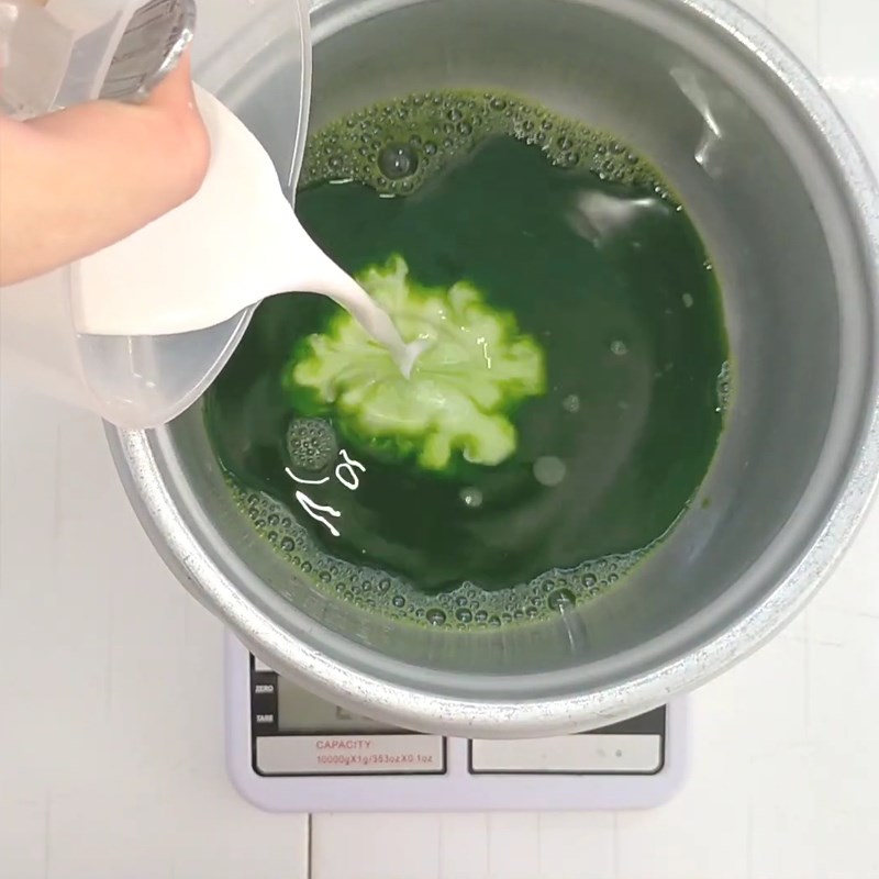 Bước 2 Pha bột rau câu Rau câu dừa sợi nước cốt dừa lá dứa