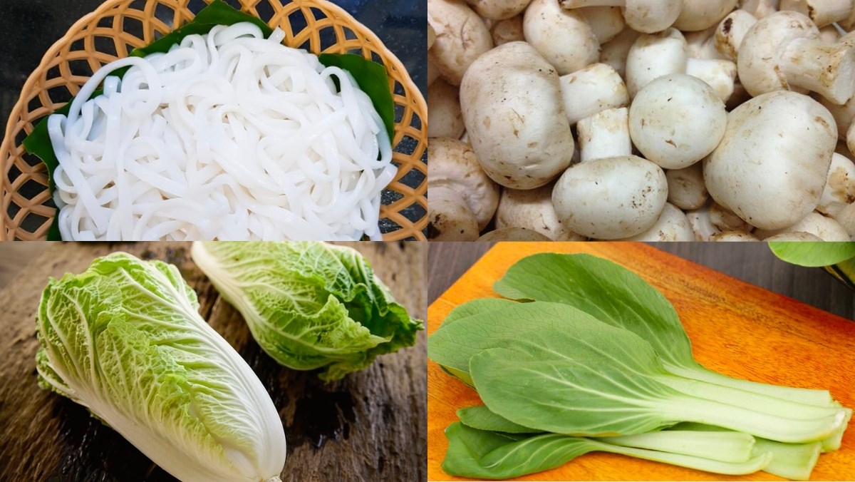 Nguyên liệu món ăn 2 cách làm mì xào chay và phở xào chay