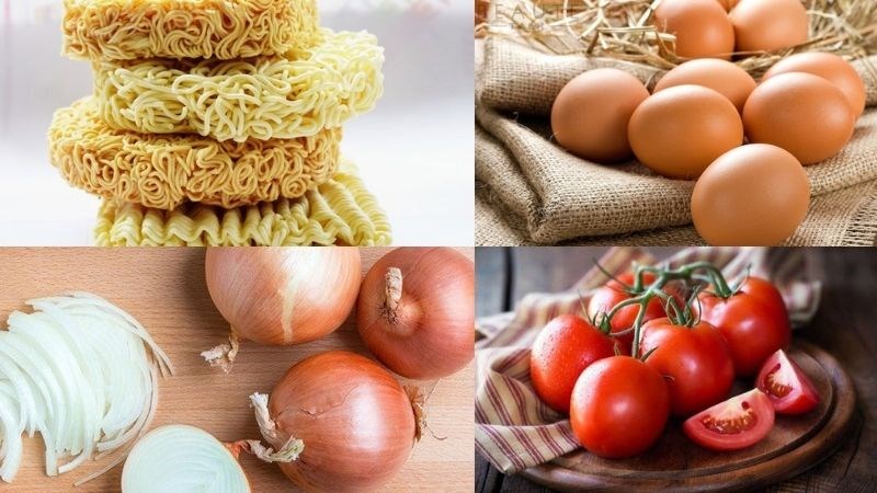 Nguyên liệu món ăn pizza mì gói