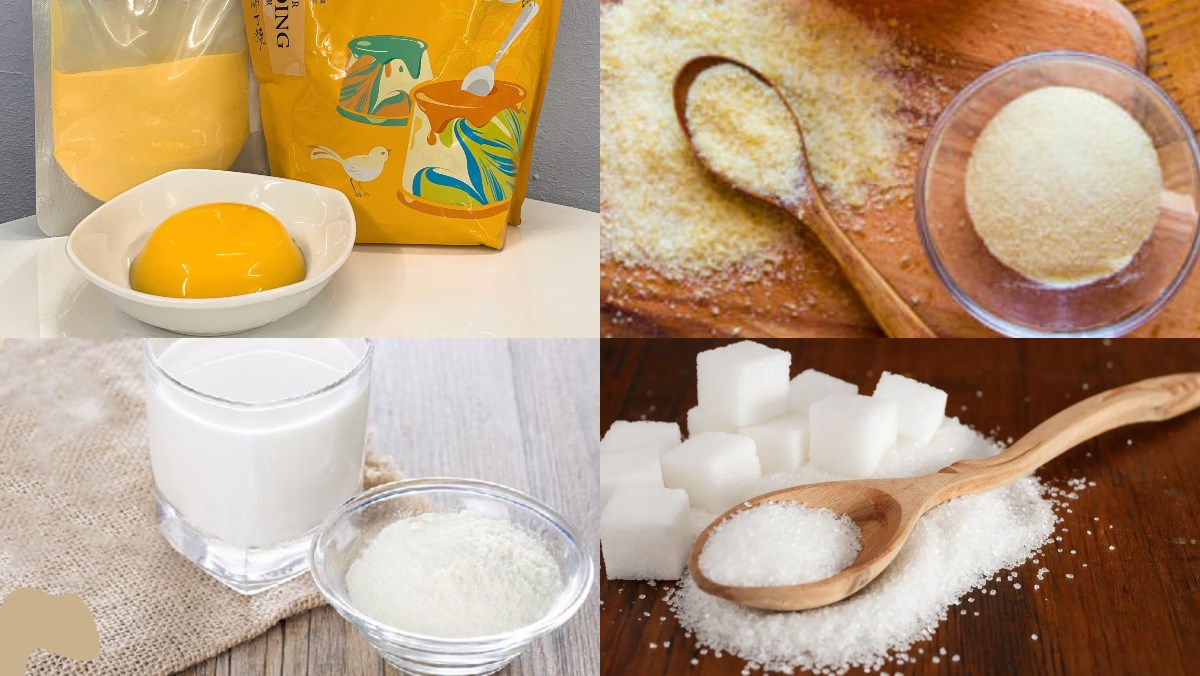 Nguyên liệu món ăn pudding trứng trà sữa