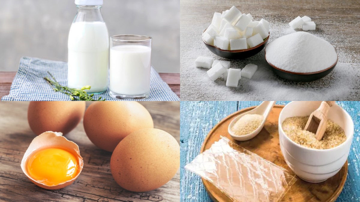 Nguyên liệu món ăn pudding trứng trà sữa