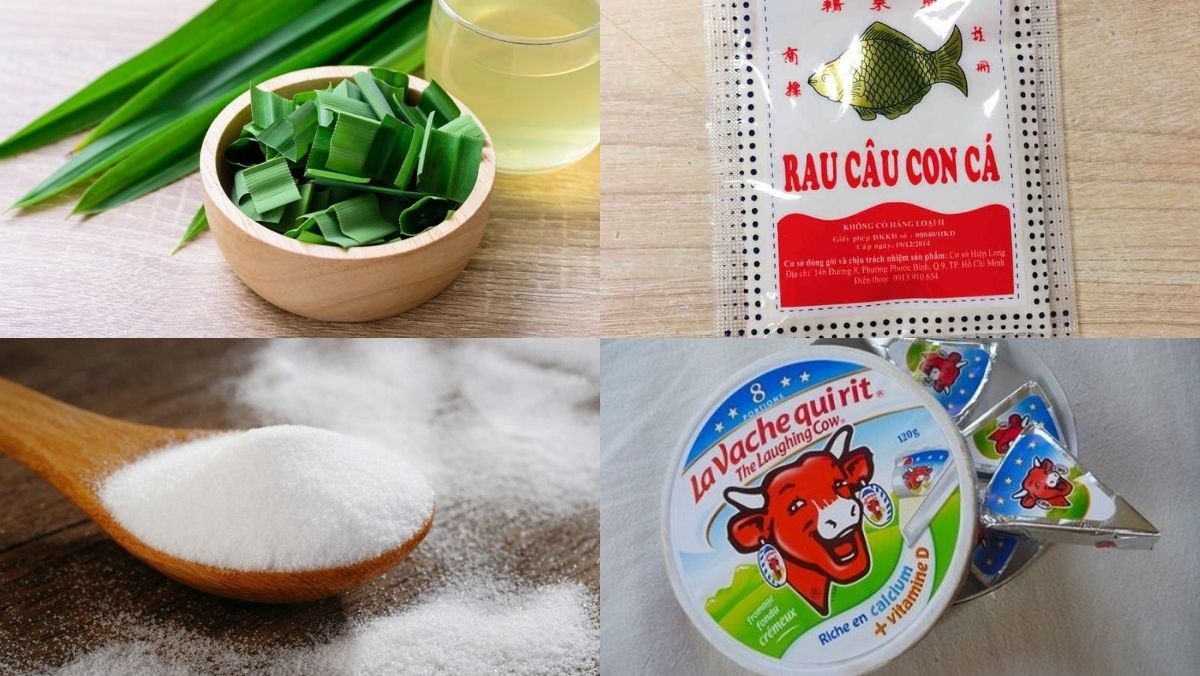 Nguyên liệu món ăn rau câu lá dứa phô mai