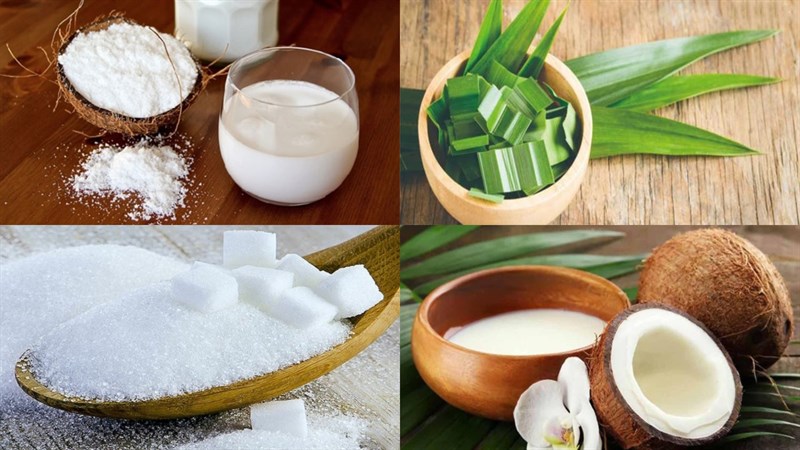 Nguyên liệu món ăn rau câu lá dứa nước cốt dừa