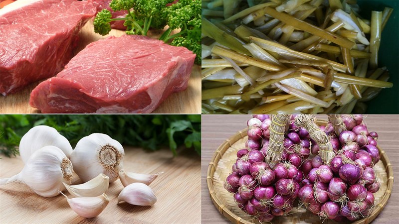 Nguyên liệu món ăn dưa môn xào thịt heo