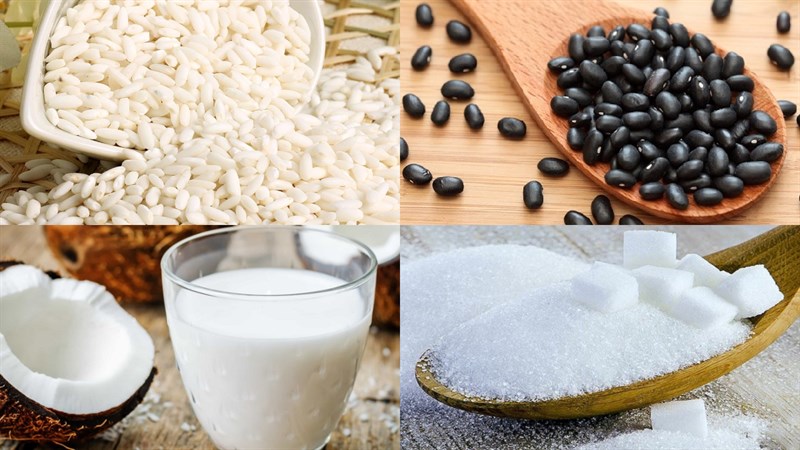 Nguyên liệu món ăn 2 cách nấu chè nếp đậu đen