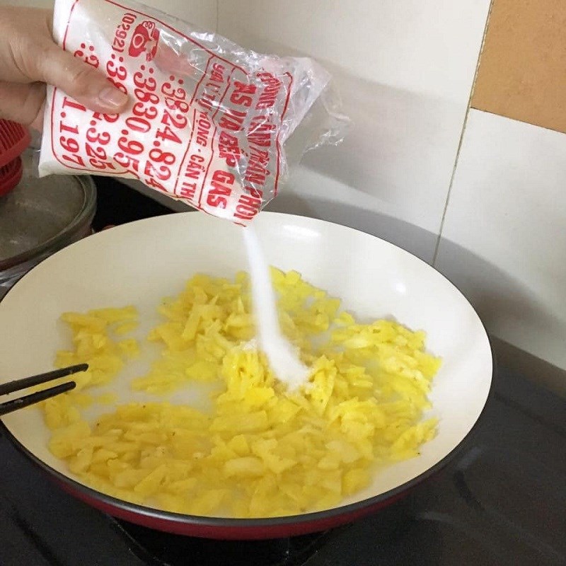 Bước 4 Sên khóm và chiên tàu hủ ky Dưa mắm đu đủ chay