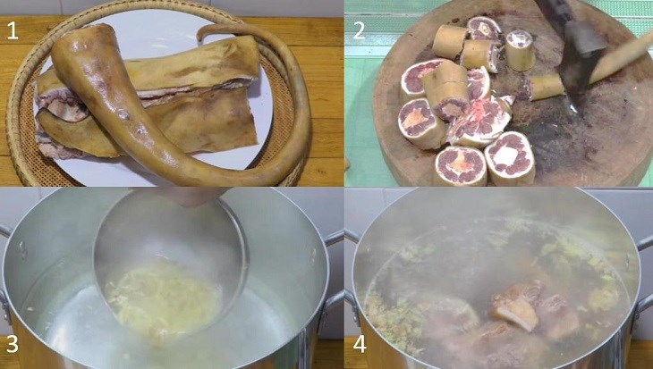 Bước 1 Sơ chế nguyên liệu Lẩu đuôi bò khoai môn