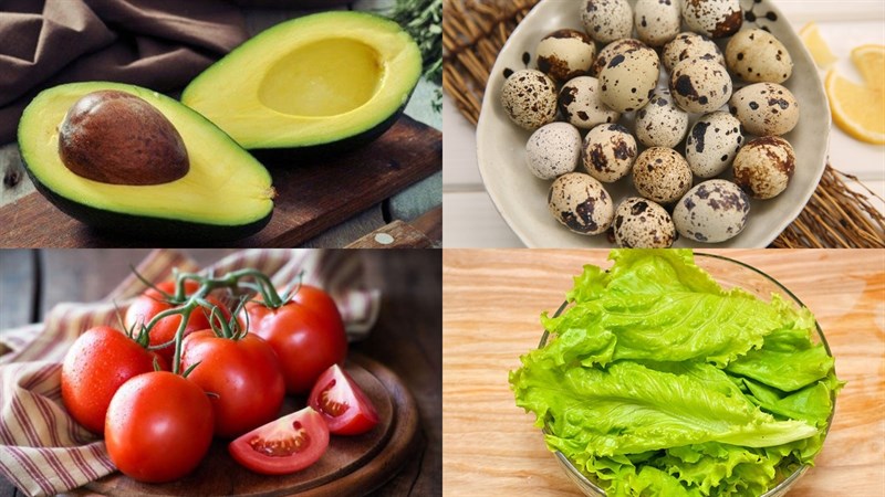 Nguyên liệu món ăn salad bơ trứng gà và salad bơ trứng cút