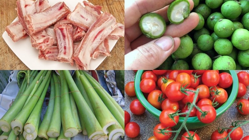 Nguyên liệu món ăn 2 cách làm bún sườn nấu sấu