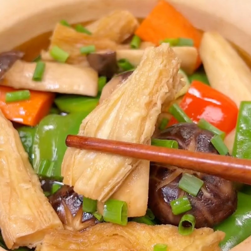 Bước 5 Thành phẩm Tàu hũ ky kho nấm chay (Công thức được chia sẻ bởi Tiktok Bếp chay XANH)
