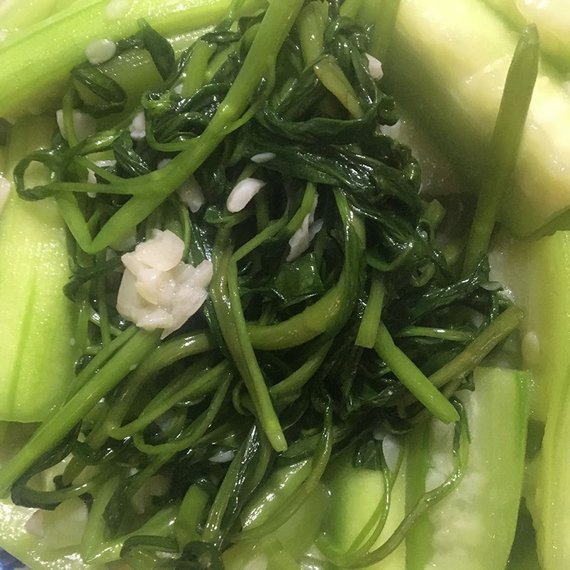Bước 3 Thành phẩm Rau muống xào mướp hương