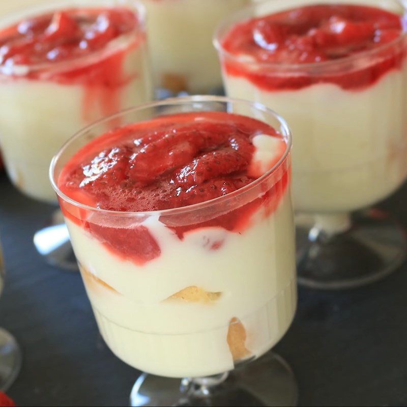 Bước 5 Thành phẩm Bánh pudding dâu vanilla