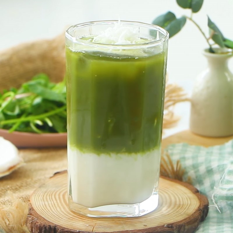 Bước 4 Thành phẩm Sinh tố rau má đậu xanh sữa dừa
