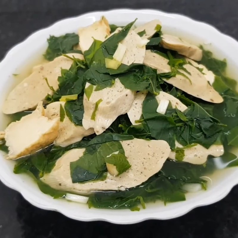 Bước 3 Thành phẩm Canh rau ngót chay đậu hũ chả chay