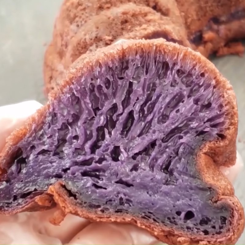Bước 4 Thành phẩm Bánh bò rễ tre khoai lang tím