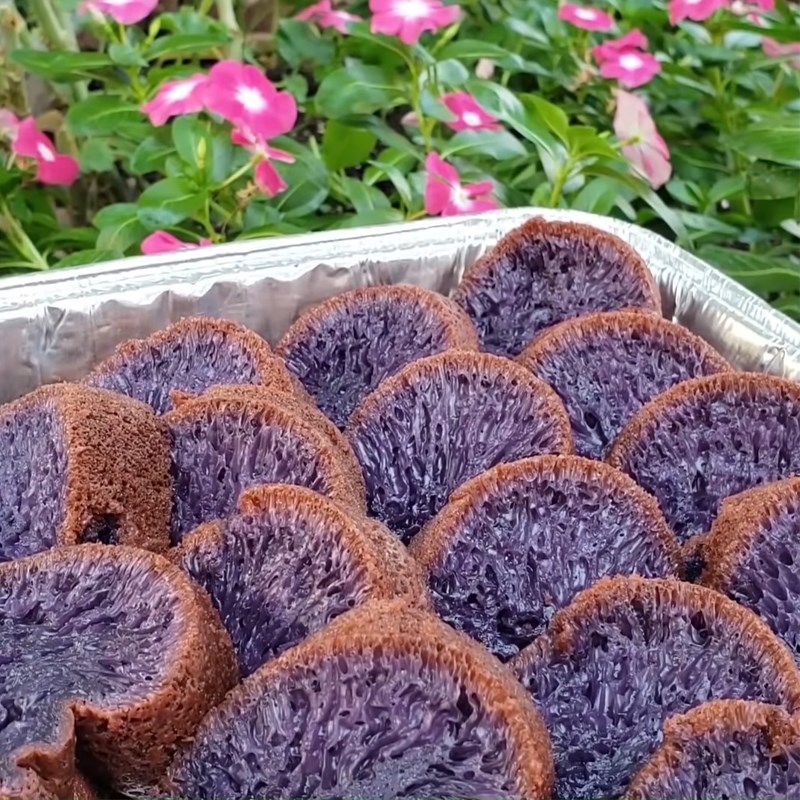 Bước 4 Thành phẩm Bánh bò rễ tre khoai lang tím